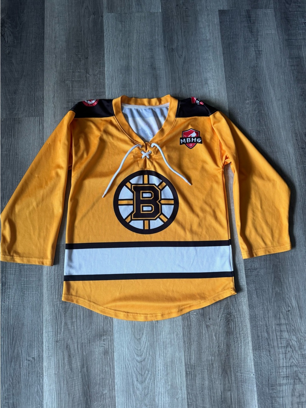 Minor Ball Hockey Ontario Youth 14 Jersey Yellow Black Lace Up Number 2